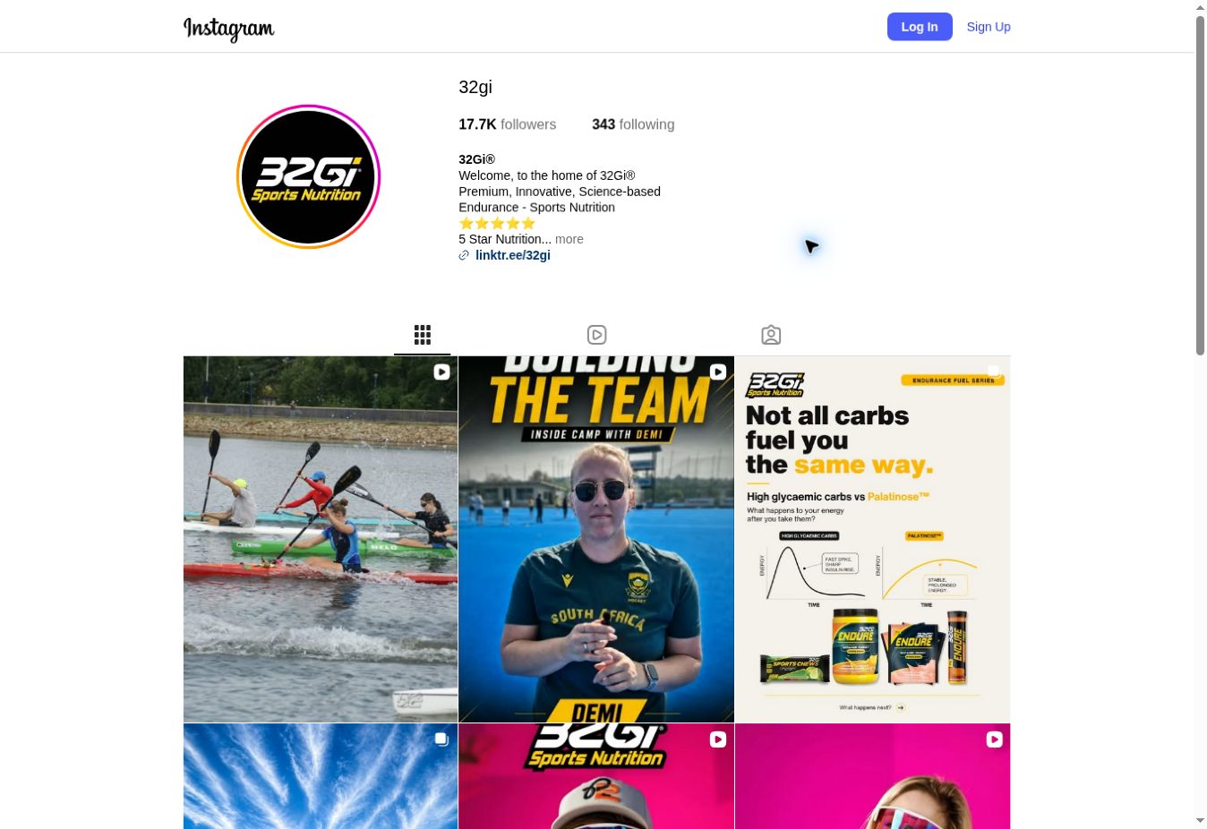 32Gi social content featuring products and athletes